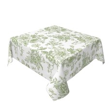 Spring Summer Sage Green Floral Square Tablecloth 54 Inch Vintage Chinoiserie...