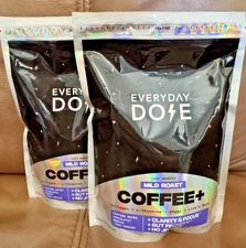 Lot of 2 Everyday Dose Coffee+ Mild Roast Mushroom Coffee 7.4 oz ea  60 Serv.