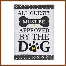 EVERGREEN GARDEN FLAG  APPROVED BY THE DOG  EMBELISHED APPLIQUE' - BRAND NEW