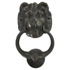 D-Art Collection Brass and Metal Big Lion Head Door Knocker in Copper