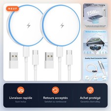 Magnetic Wireless Charger 2 Pack 15W MagSafe Fast Charging Pad for iPhone