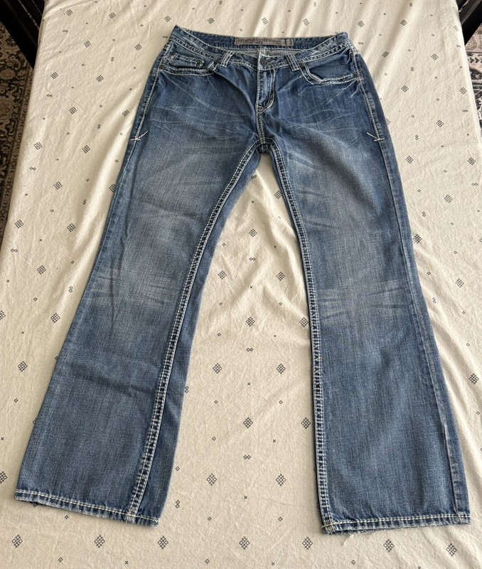 Rock and Roll Cowboy Bootcut Jeans Men's 34x34 Blue Denim Western