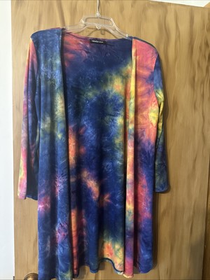 Heimish USA Bold Color Tie Dye  kimono open cardigan Size M