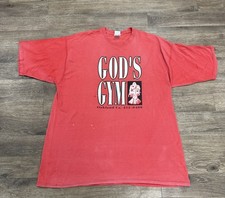 Vintage Lords Gym Shirt Men's 3XL Red God Jesus USA Made Cotton Faded 90s Y2K