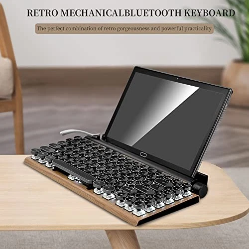 83-Key Mechanical Keyboard - Retro Typewriter Wireless Bluetooth Gaming  - Image 3 of 4
