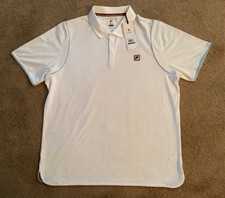 New FILA Heritage Men's WHITE Tennis PerformaFresh Polo Shirt XL UPF 30