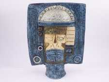 Troika Aztec Face Mask 10" Tall - Avril Bennett Vintage Cornish Cornwall Pottery