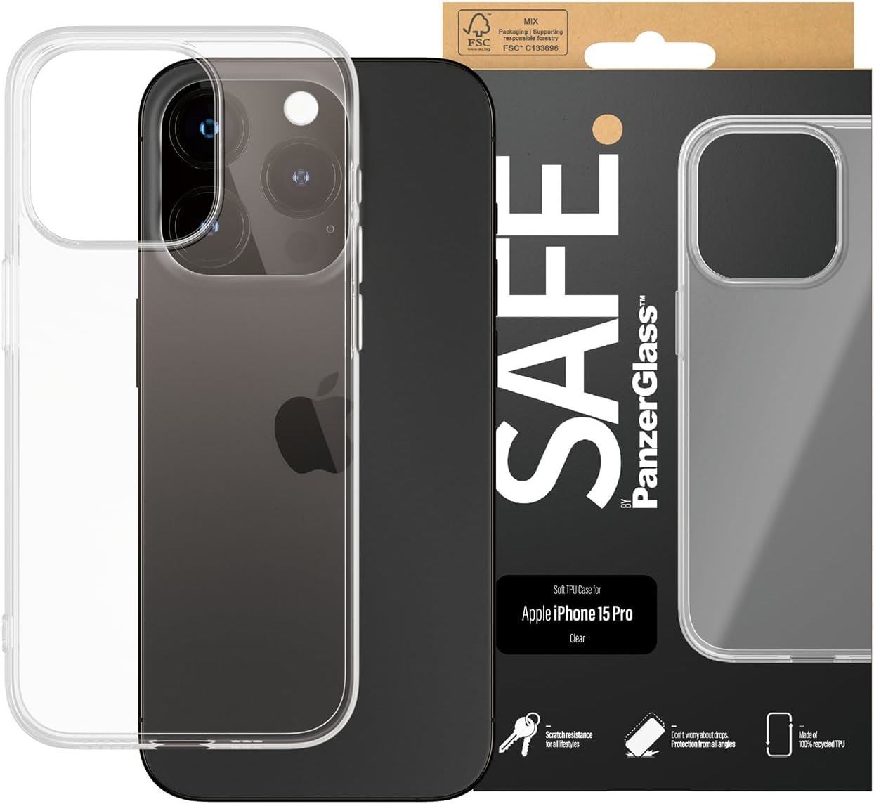 Panzer Glass Safe Soft TPU Case for iPhone 15 Pro 6.1"" Clear - SAFE95539