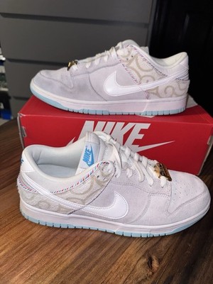 Nike Dunk Low Retro SE DH7614-500 Men s White/Light Blue/Beige Suede Sneakers
