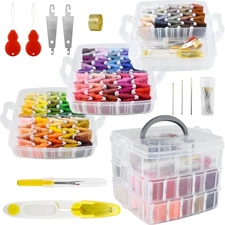 187Pcs Embroidery Floss Kit, 150 Colors Cross Stitch Thread Tools with Organi...