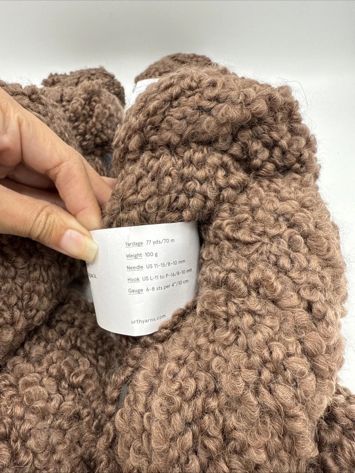 Paquete de 4 hilos Urth peso súper voluminoso arenisca marrón alpaca/lana merino ¡NUEVO! Foto 3 de 4