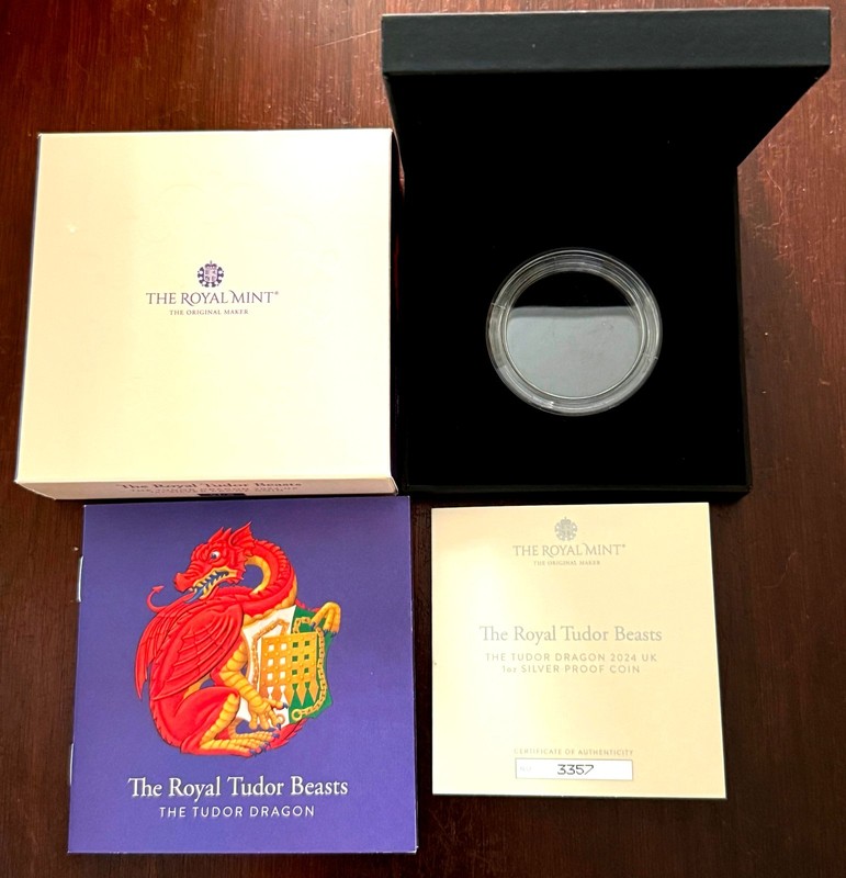 2024 GB ROYAL MINT TUDOR BEASTS DRAGON BOX CAPSULE BOOKLET COA - NO COIN