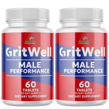 GritWell- Men's Health & Performance- 2 Bottles- 120 Tablets