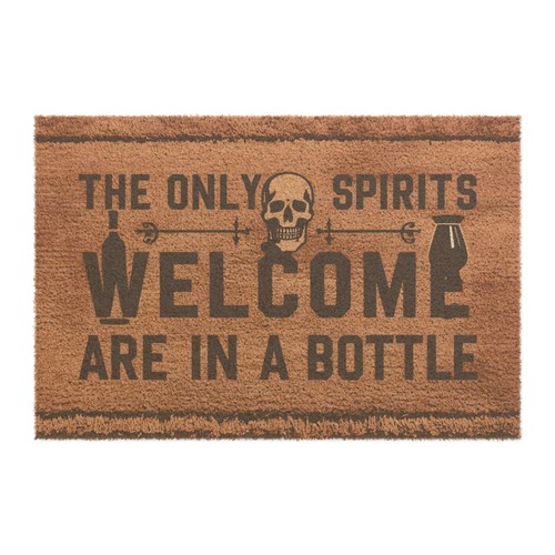 Funny Doormat, Welcome Spirits Bottle Mat, Sarcastic Entryway Rug, Housewarming - Picture 3 of 5