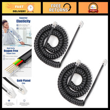 25FT Uncoiled RJ9 Handset Cord 3.1FT Coiled Phone Cable for Landline Use