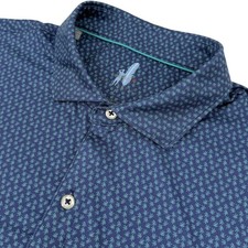 Johnnie-O Men's Featherweight Gallo Patterned Polo Golf Shirt Lake Blue Large