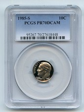 1985 S 10C Roosevelt Dime Proof PCGS PR70DCAM