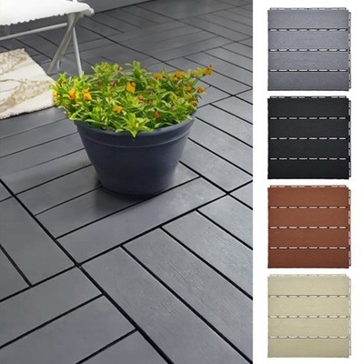 12 Stück PVC Terrassenfliesen Garten Terrasse Balkon Außen ineinandergreifend Terrassendielen Böden