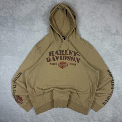 Vintage Harley Davidson 2000s Khaki Grün Spellout Logo Oversized XL Pullover Hoodie