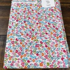 JOANN FABRICS -One Yard, white with pink, green, blue, orange flowers
