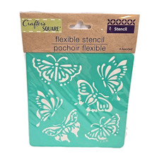 New Crafter's Square Flexible Stencil Butterflies 1 Sheet Crafting Scrapbooking