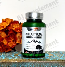 Flynew Shilajit Ultra Optimal Potency For Stamina, Immune Support 1300mg 60 Caps
