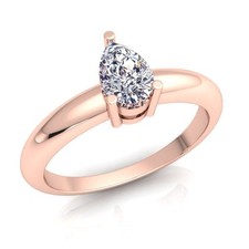 1 CT Pear Shape Lab Created Diamond 14K Rose Gold FN Solitaire Engagement Ring