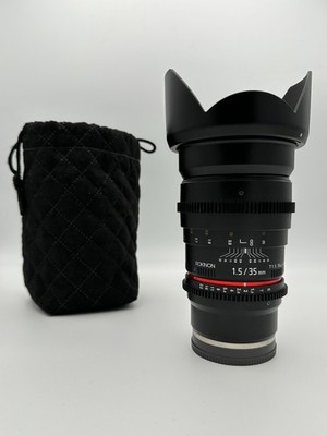 Rokinon 35mm T1.5 Cine Lens Sony E-Mount w/ Caps Hood Pouch