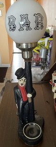 Vintage 60’s BAR  Lamp W/original Glass lamp shade & Ashtray drunk man MInt cond