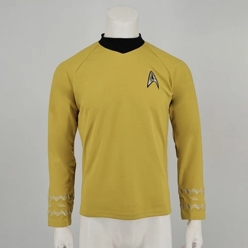 Cosplay TOS Kirk Gold Top Shirts Uniform The Original Series Starfleet Costumes
