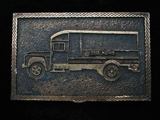 QL11101 VINTAGE 1970s  THE NEWS  DELIVERY TRUCK ADVERTISEMENT BELT BUCKLE