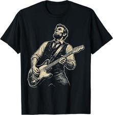 Abraham Lincoln Abe Lincoln Playing Guitar Retro Funny T-Shirt