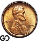 1909-S VDB Lincoln Cent Wheat Penny, Brilliant Red, Solid Gem BU++ RD Key Date!