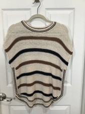 Women's Cream Brown and Black Universal Thread Short Sleeve Sweater