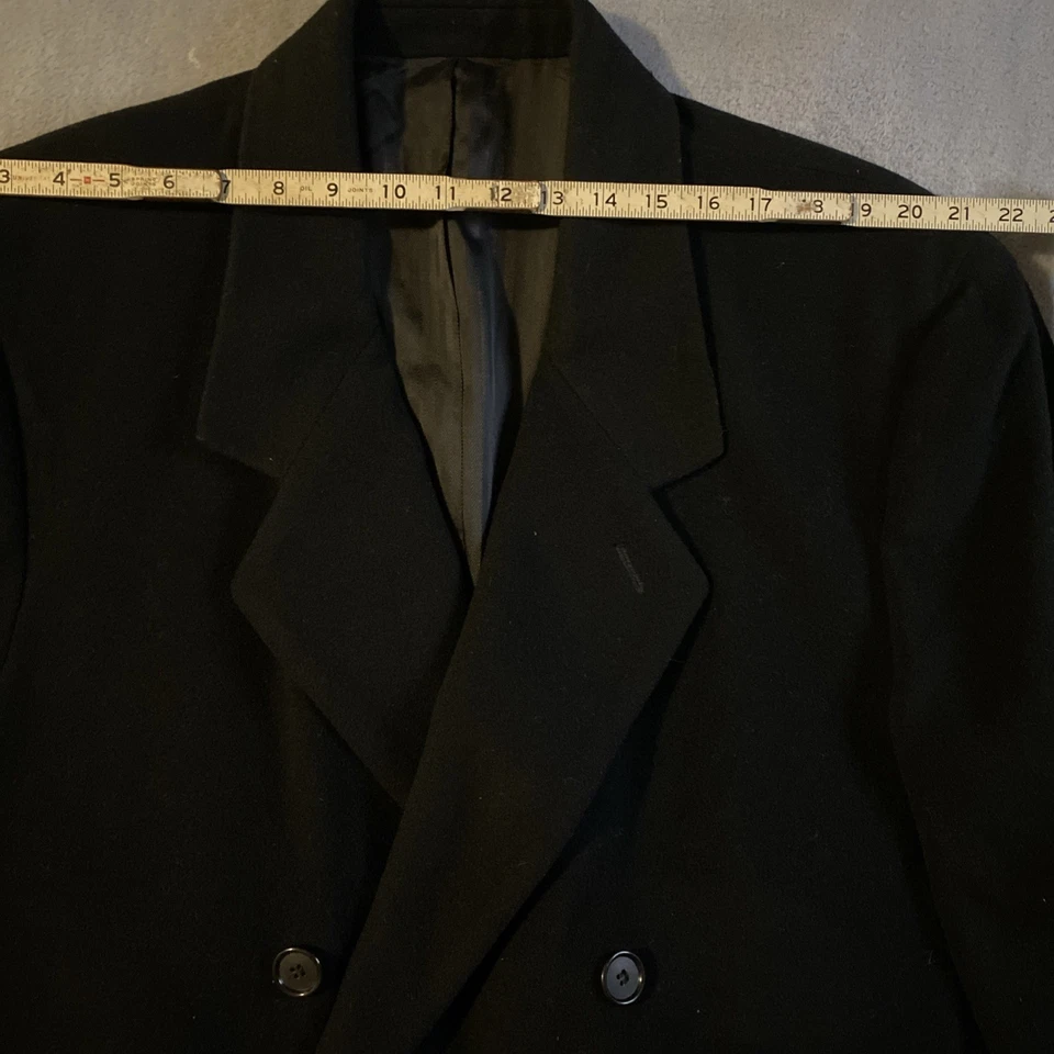 Roundtree & Yorke Black Wool Double Breasted Lined Trench Coat Men’s 46 - Image 4 of 4