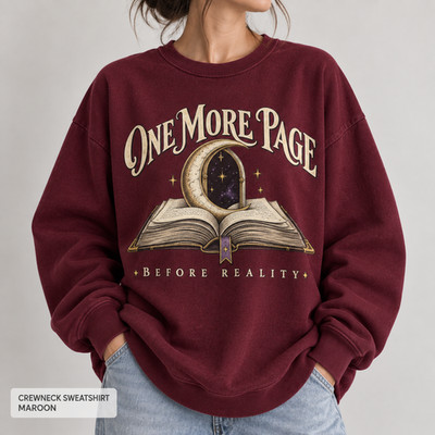 One More Page Before Reality Book Lover Gothic Moon Vintage Reader Shirt Tee