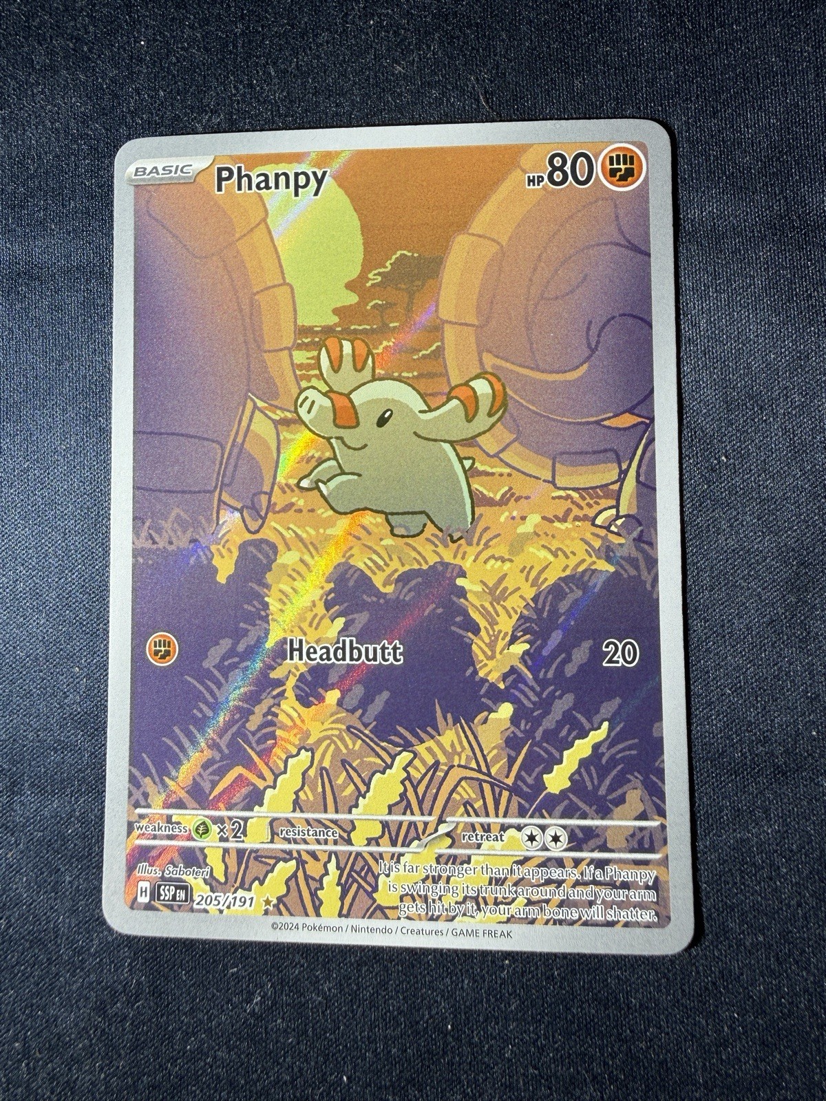 Pokémon TCG Phanpy 205/191 SV08 Surging Sparks Illustration Rare Holo 80HP EN