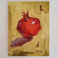 Original Ripe Garnet Painting Still Life Oil Art Abstract Modern Wall Artwork