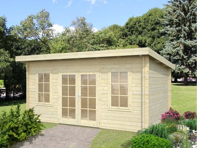 Gartenhaus Holz 44mm LISA 470x350cm 44mm massive Blockbohle ISO-Verglasung