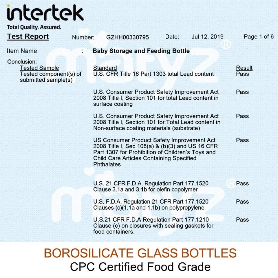 Borosilicate Glass Breastmilk Storage Bottles, 6-Pack - Image 4 of 4