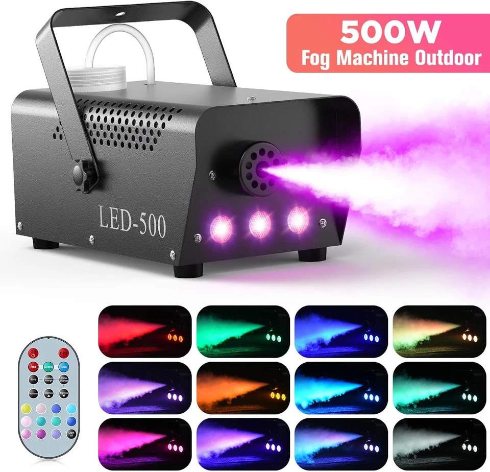 Uking Colorato Macchina Del Fumo,Led Senza Fili 500W Macchina Della Nebbia Con T - Immagine 3 di 4