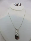 SILPADA Set Hammered Sterling Silver Pendant w/18" Chain Necklace + Earrings