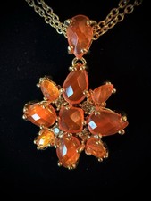 Joan Rivers Set of 3 Tangerine Double Chain Necklace Matching Earrings &Bracelet