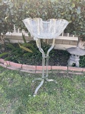 Vtg Mid Century Modern Grainware Lucite Chrome Champagne Bucket & Stand