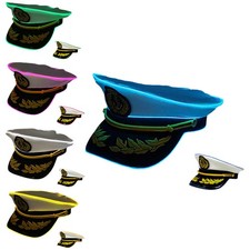 Adult Led Lighted Yacht Captain Hat Navy Sailor Hat Halloween Costume Accessory