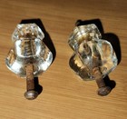 2 Vintage 6 sided Ribbed Small Glass Cabinet Knobs Drawer Pulls — photo 9