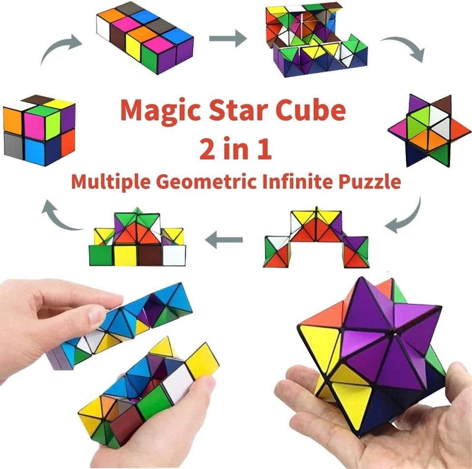 Star Cube Magic Set, 2 in 1 Cubo dell'Infinito Colorato, Ansia da Stress...  - Immagine 3 di 4