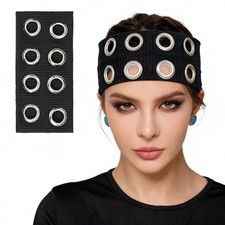 Grommet Headband with Metal Holes, Studded Headbands, Eyelets Punk Black Hair...