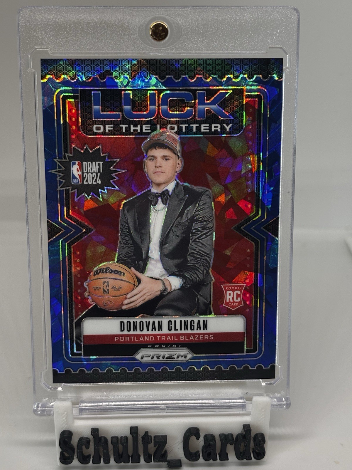 2024-25 Panini Prizm Donovan Clingan Luck Of The Lottery Blue Ice Rookie #/125