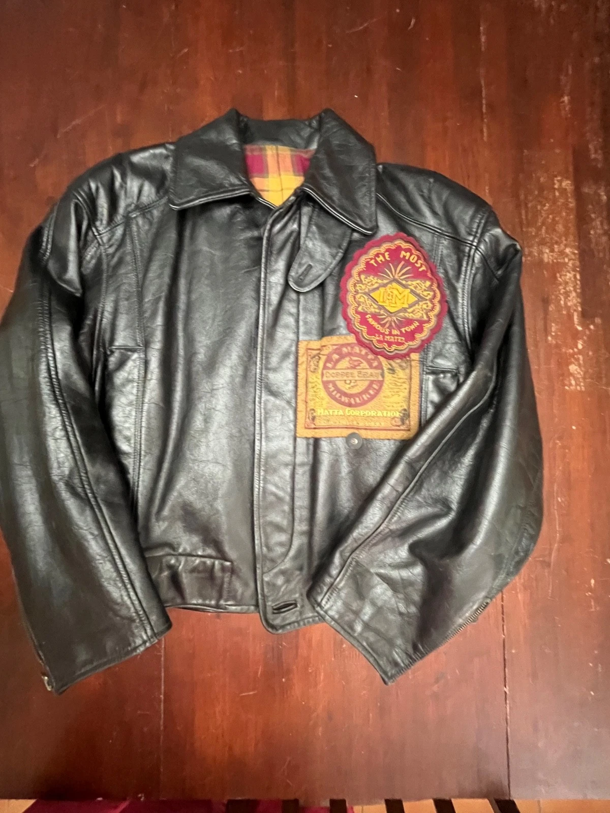 VINTAGE LA MATTA MENS ITALIAN LEATHER JACKET~US L ~ITALY SZ 50~EXCELLENT SHAPE image 3